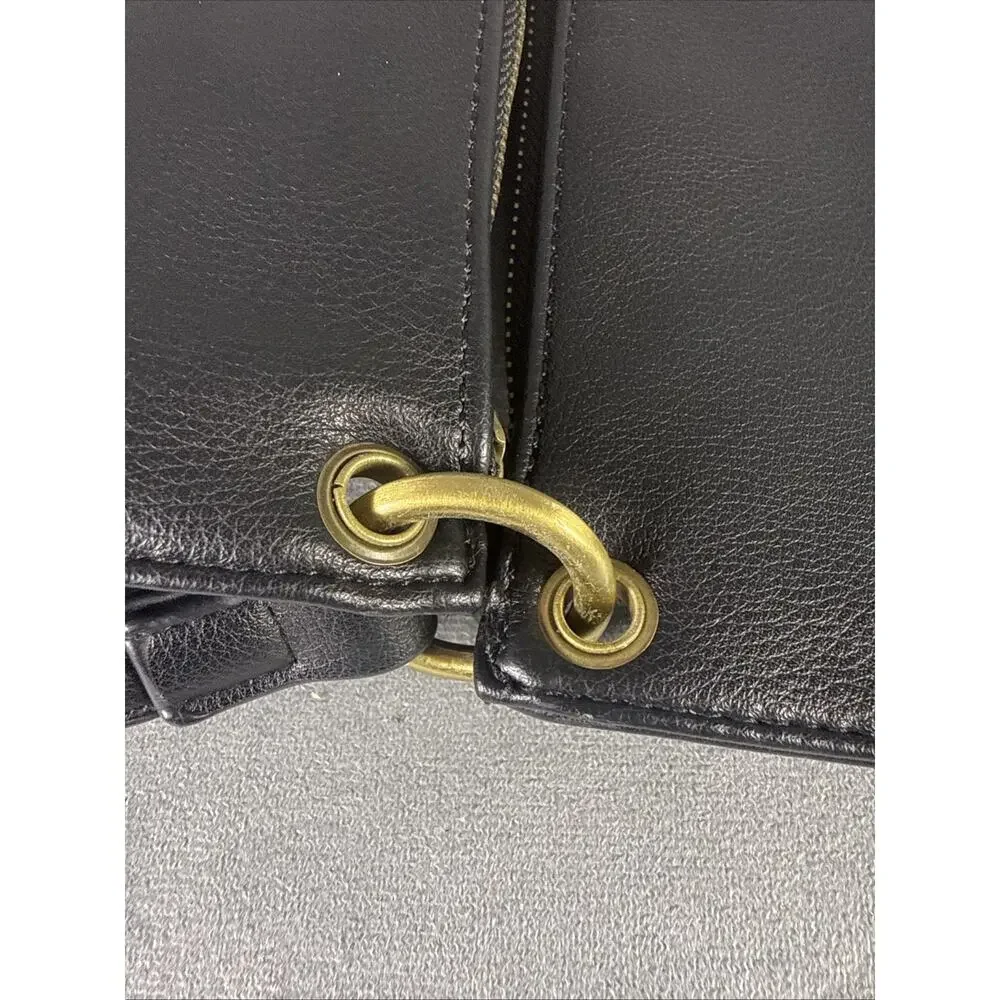 ANTHROPOLOGIE Vegan Black Leather Double Crossbody Bag